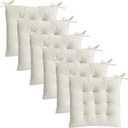 6 Pack Square Seat Cushion Chair Pads for Kitchen Dining Chairs, Soft Comfort Velvet Chair Mat Pillow Cushions with Ties for Office Desk Living Room Tatami 15.5", Ivory