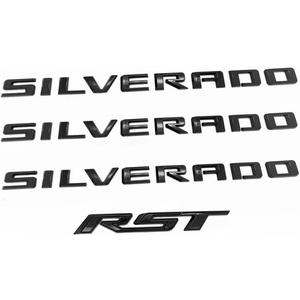 Set of 4pack OEM Silverado Plus RST Emblem 3D Badges Compatible with for Silverado 2019-2025 Parts 86539786 (Black)