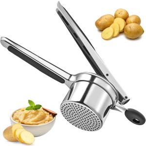 Potato Ricer and Masher Stainless Steel, Large 15 oz Heavy Duty Ricer for Mashed Potatoes, Potato Press Masher with Silicone Handle, Professional Kitchen Press Tool for Potatoes, Vegetables and Fruits
