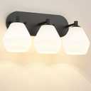 Emak Black Bathroom Lighting Fixtures Over Mirror, Modern Bathroom Vanity Light with Clear Glass Shade, 3-Light Vanity Lights for Mirror, Bath, VL129-BK-ML-3