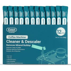 Gevi Coffee Maker Cleaner, Espresso Machine Cleaning Powder - 12 Use & Individually Packed for Each Use | Organic Citric Acid Cleaner Compatible with All Major Brands
