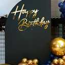 Happy Birthday Sign for Backdrop - Large Acrylic 'Happy Birthday' Mirror Sticker Sign for Birthday Balloon Arch Backdrop Party Wall Decor - Gold