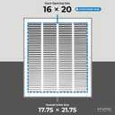 HVAC Premium 16'' x 20'' [Duct Opening] Flat Stamped Steel Return Air Grille - Sidewall and Ceiling - HVAC Vent Duct Cover - White [Outer Dimensions: 17.75''w X 21.75''h]