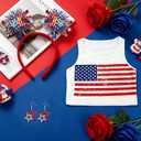 DPKOW 4th of July Outfits Accessories for Women, 250 Anniversary Party Favors 4th of July Tank Tops Headband Earrings, S M L