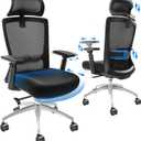 VEVOR Office Chair with Adjustable Seat Depth, Ergonomic Desk Chair with Adaptive Backrest Lumbar Support Adjustable Headrest and Armrests, Swivel Computer Task Chair for Home Office, Black