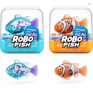 Robo Fish Robotic Swimming Fish (Teal + Orange) by ZURU Water Activated, Changes Color, Comes with Batteries,  (2 Pack)