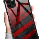 DJSOK Compatible with iPhone 12/12P CaseDesign Pattern Back Bumper Anti Scratch Reinforced Corners Soft TPU Caver,Cases for Men Women-Black red Wood Grain American Flag
