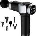 Deep Tissue Massage Gun, Portable Percussion Muscle Massager with 30 Speeds & 6 Attachments, Handheld Electric Back & Neck Massager for Pain Relief (Black)