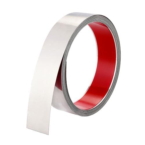 Brushed Metal Trim,Peel and Stick Wall Trim Molding,Stainless Steel Self Adhesive Wall Trim for Mirror Frame, Fireplace and Microwave Gap Filler (Silver,16.4ft x 1.6in)