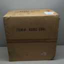 HomePop Round Leatherette Storage Ottoman with Lid, Chocolate Brown Large