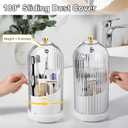 Rotating Toothbrush Holders with Cover, Dustproof Toothbrush Holder with Sliding Lid Electric Tooth Brush and Toothpaste Organizer for Bathroom, Makeup Brush Holder for Vanity, White