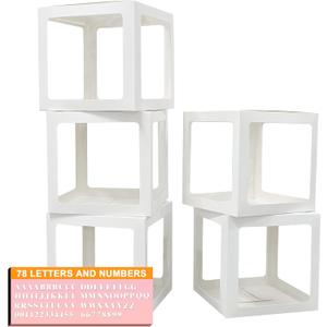 Thickened 5 PCs White Transparent Balloon Boxes with 78 Letters & Numbers for Custom Name,Clear Baby Boxes Love Balloon Box for Baby Shower,Gender Reveal, Bridal Shower & Birthday Party,Prom Boxes
