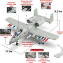 A10 Warthog Diecast Model Airplane Toy, 1:72 Plane Thunderbolt II, Military Fighter Jet Toy, Launch Missiles, Light and Sound, Age 8+ (Gray), 2.63 x 9.56 x 8.81 inches