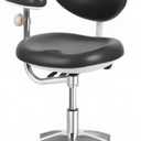 Dental Adjustable Doctor's Stool Assistant Chair+360 Degree Rotation Armrest PU