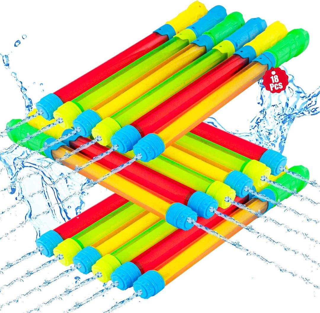 Water Gun for Kids, 18Pcs Super Water Blaster, Long Range Squirt Guns for Pool Beach Summer Outdoor Party, Easy Pump Action Water Toys for Boys Girls Adults