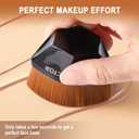 2 x Flat Top Foundation Makeup Brush - Hexagon Kabuki Powder Make Up Brushes Soft and Dense Bristles with Protective Case for Liquid, Blending, Body, Self-tanner, Cream, Buffing (Black)