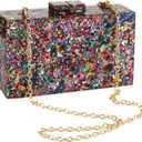 Gets Acrylic Purses and Handbags for Women Multicolor Perspex Geometric Patterns Box Clutch Banquet Evening Crossbody Handbag