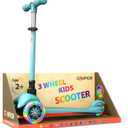 Teal Mini 3 Wheel Scooter for Kids Lean-to-Steer Kick with LED Light-Up Wheels, Adjustable Handlebar, Wide Anti-Slip Deck, Smooth PU Wheels, Rear Foot Brake Suitable for Ages 2+