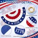 Tegeme 6 Pcs 250th Anniversary USA Fan Flag Patriotic 4th of July Flag 3 X1.5 ft American Pleated Bunting Memorial Day Independence Labor Red White Blue with Grommet Garden Banner Outdoor Decoration