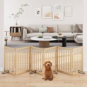 Mino Kesper Extra Wide Dog Gates for Doorways, Bamboo Dog Gates for The House Stairs, Freestanding Pet Gates for Dogs, Doogie Puppy Fence Gate