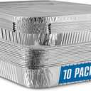 PLASTICPRO 10 Pack Aluminum Pans 9'' X 13" Disposable Pans with Covers Heavy Duty 10 lb Foil Pans for Baking and Cooking