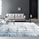 OMERAI Washable Rug 8'x10' Abstract Machine Washable Area Rugs for Living Room Ultra-Thin Non Slip Stain Resistant Modern Large Carpet for Bedroom Dining Room Office Kitchen (Blue)