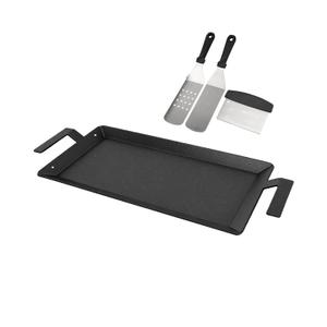 Carbon Steel Griddle for Gas Grill with Spatula Set, 24" x 10" Flat Top Griddle for Stove Top, Induction & Electric Cooktop, Double Burner Griddle Pan, Nonstick Cookware Griddle Insert