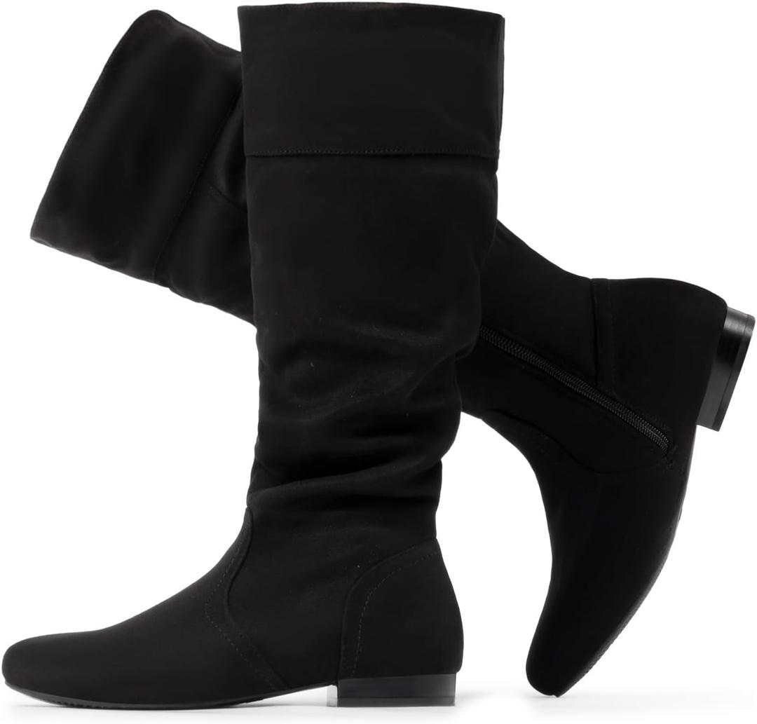 DREAM PAIRS Women's Wide Calf Knee High Pull On Fall Weather Winter Boots, 8