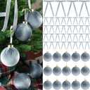 51 Pcs Christmas Velvet Ornaments 15 Pcs Christmas Tree Decor Balls 3.14" 36 Pcs Velvet Vintage Ribbon Bows 5/8" Wide 6 * 8" for Xmas Tree Hanging Decorations Home Indoor Decor (Gray Blue)
