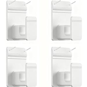 EKOTTOK No Drill Curtain Rod Brackets for 5/8" Rod, Heavy Duty 30LB+, Adhesive & Invisible Nail Curtain Rod Holders, Damage-Free Wall Mount Hooks for Bathroom, Kitchen, Bedroom (4PC, White)