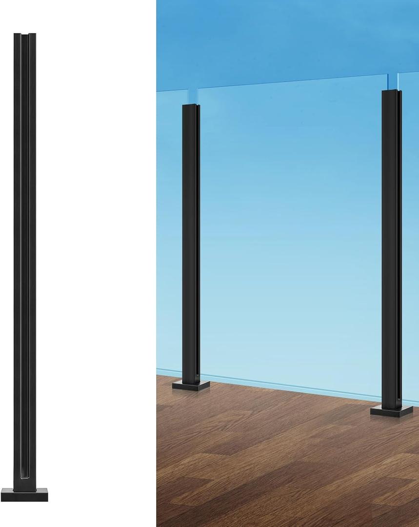 VEVOR 41" Glass Railing Post - Stainless Steel Balustrade Bracket for 3/8"-1/2" Tempered Glass, Deck Balcony Stair
