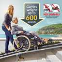 MAASTERS Wheelchair Ramp 14 Feet - Aluminum Long Wheelchair Ramp - Loading Capacity 600 lbs - Portable 14 Foot Ramp with 2 Extra Support Leg