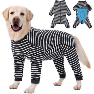 Dog Recovery Suit Full-Zipper After Post-Surgery Large Medium Dogs, Dog Bodysuit for Prevent Licking& Chewing Wounds Onesies Cone Alternative (Grey Stripe, 7X-Large)