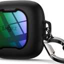 SURITCH for SHOKZ OpenFit Air Case Cover, Magnetic Locking Cases for SHOKZ OpenFit Air Open-Ear Headphones, Protective Bumper Cover with Carabiner for OpenFit Air Earbuds (2024), Green Sparkle