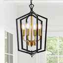 Lanhall 4-Light Dining Room Light Fixture Over Table Black Farmhouse Chandelier Metal Modern Pendant Light for Kitchen Island Dining Room Living Room Foyer Entryway-Brushed Brass