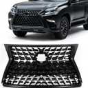 LLUX Black GX460 Grille Assembly Compatible with 2014-2021 Lexus GX460 Upper Radiator Grille Lower Bumper Grille Set