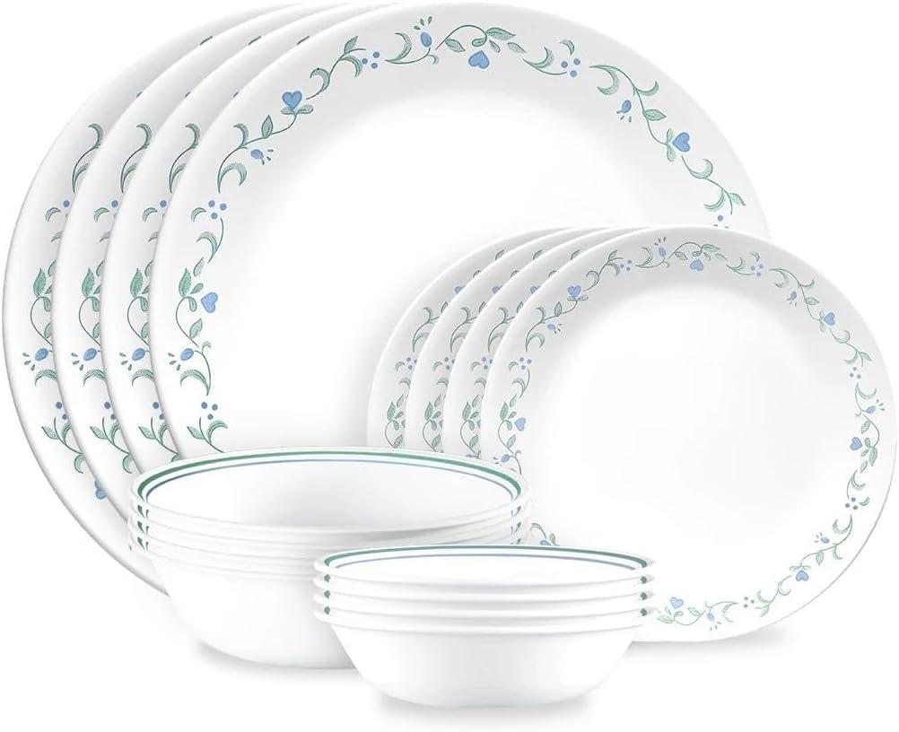 Corelle Country Cottage 16-Piece Mugless Dinnerware Set, Service for 4