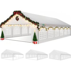 COBIZI 20x40FT Party Tent Heavy Duty Outdoor White Gazebo Event Shelter Wedding Canopy Tent for Parties Carport BBQ with Removable Sidewall Windows, Powder Coating (Better Than Galvanized)