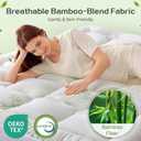 SINWEEK Queen Bamboo Cooling 4 Inch Dual Layer Memory Foam Mattress Topper with 2 Inch Gel Memory Foam & 2 Inch Pillow Top Mattress Pad for Pressure Relief, Rolled Separately for Faster Expansion