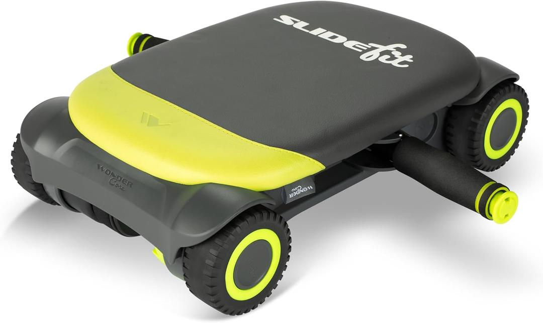 WONDER CORE Slide Fit, Ab Roller Board with 4 Wheels, Automatic Rebound Abdominal Wheel for Core Workout, Ab Exercise Equipment, Abdominal Exerciser, Heroboard Fitness Rolling Board with Knee Pad (Green)