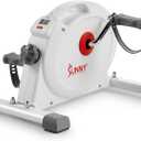 Sunny Health & Fitness Smart Mini Pedal Exerciser, Under Desk Bike/Elliptical for Home Workout & Cycle Cardio Training, Free SunnyFit App Link, Optional in Color, Mat/Workout Bands or Steel Stabilizer (White)