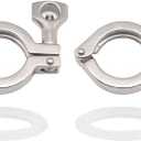 Beduan 2" Sanitary Tri Clamp, 304 Stainless Steel Single Pin Heavy Duty Tri Clamp Clover with Wing Nut for Ferrule TC 2". 2Pack (2 Inch)