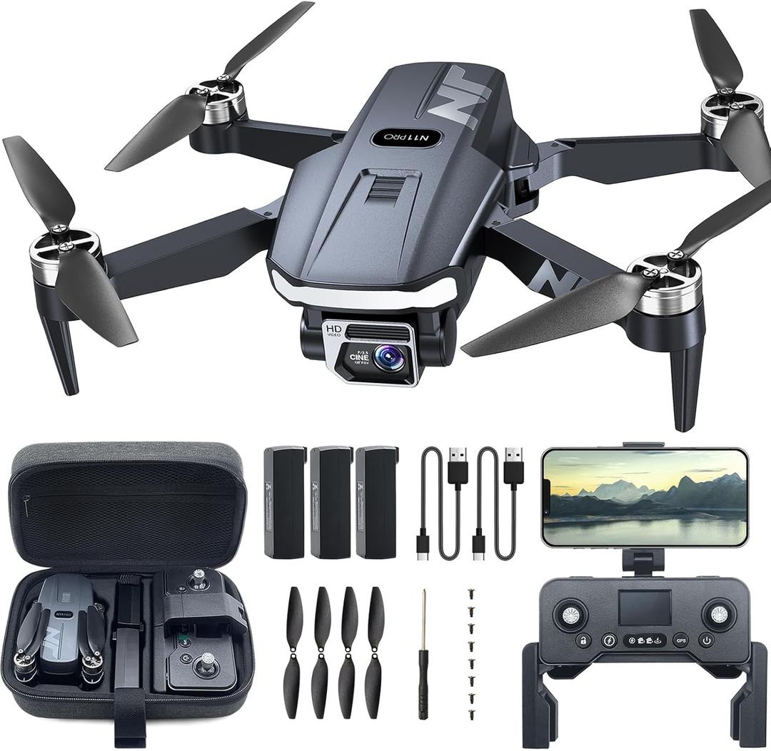 Professional 4K Drone with Camera for Adult Beginners N11 PRO GPS Quadcopter 90 Min Flight Smart 5G FPV & Brushless Motor Tech Auto Tracking Safety Return System