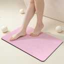 Mecko Bath Mat Rug, Ultra Thin Bathroom Rug -Rubber Non-Slip Quick Dry Absorbent Bath Mat Fit Under Door, Faux Suede Surface Bathroom Floor Mats for Bath, Shower, or Sink (Pink,16"x24")