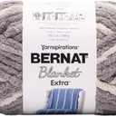Bernat Blanket Extra Chunky Chenille Acrylic Yarn - 300g/10.5oz - #7 Jumbo Gauge for Knitting and Crocheting - Silver Steel (1 Skein)