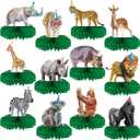 Yeaqee 12 Pcs Jungle Animals Honeycomb Centerpieces Safari Themed Birthday Party Supplies Wild Animals Jungle Party Decorations Baby Shower Table Decorations Centerpieces (Fresh Style)