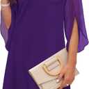 RUMIA Cocktail Dresses for Women Chiffon Sleeve Wedding Guest Dress (XS-3XL) (08-purple)