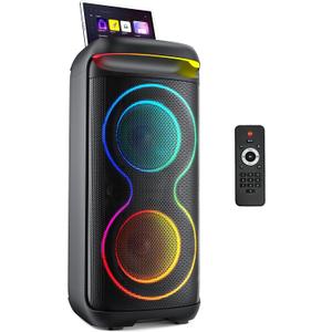 JYX Karaoke Machine for Adults, Big Bluetooth Party Speaker with LED Disco Light, Support TWS/USB/AUX/TF Card Input, Perfect for Outdoor, Home, Stage Subwoofers