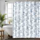 Seorsok Sage Blue Shower Curtain,Cotton Floral Cottagecore,Elegant Floral Fabric Shower Curtain Machine Washable Waterproof Bathroom Decor 72x72 inches