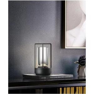 Portable Metal Table Lamp for Indoor/Outdoor ,Rechargeable Cordless LED Lamp, 3-Colour Infinitely Dimming Battery Powered Small Desk Lamp, Restaurant/Bedroom/Bar/Coffee Shop/Camping Light (Black)